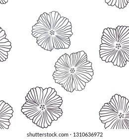 Dark Blue, Yellow vector seamless doodle background with flowers. Decorative design of flowers on white background. Texture for window blinds, curtains.