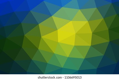Dark Blue, Yellow vector shining hexagonal shining triangular. Creative illustration in halftone style with gradient. Triangular pattern for your business design.
