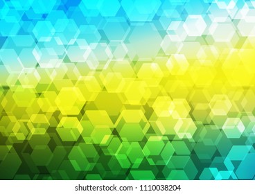 Dark Blue, Yellow vector shining hexagonal pattern. Shining illustration, which consist of hexagons. A completely new design for your business.