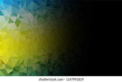 Dark Blue, Yellow vector shining hexagonal background. A sample with polygonal shapes. Triangular pattern for your business design.
