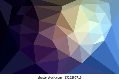 Dark Blue, Yellow vector shining triangular backdrop with a heart in a centre. Illustration in Origami style with gradient. Textured pattern for your backgrounds.