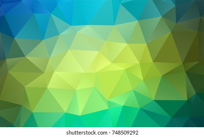Dark Blue, Yellow vector shining triangular pattern. Creative illustration in halftone style with gradient. The polygonal design can be used for your web site.
