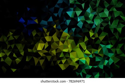 Dark Blue, Yellow vector shining triangular pattern. Creative illustration in halftone style with gradient. Triangular pattern for your business design.