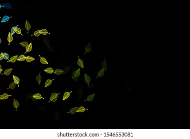 Dark Blue, Yellow vector sketch backdrop. New colorful illustration in doodle style with leaves. Hand painted design for web, leaflet, textile.