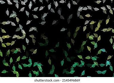Dark Blue, Yellow vector sketch layout. Colorful illustration in doodle style with leaves. The textured pattern for website.
