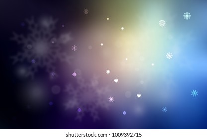 Dark Blue, Yellow vector template with ice snowflakes. Modern geometrical abstract illustration with crystals of ice. The template can be used as a new year background.