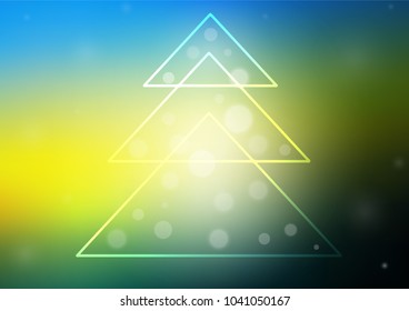 Dark Blue, Yellow vector template with a new year tree. Decorative shining illustration with xmas tree on abstract template. New year design for your business advert.