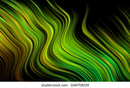 Dark Blue, Yellow vector template with bent lines. Blurred geometric sample with gradient bubbles.  Brand-new design for your ads, poster, banner.