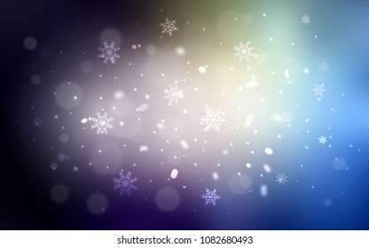 Dark Blue, Yellow vector template with ice snowflakes. Shining colored illustration with snow in christmas style. The template can be used as a new year background.