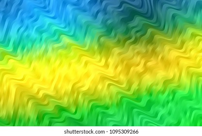 Dark Blue, Yellow vector template with bent lines. Creative illustration in halftone marble style with gradient. The best blurred design for your business.