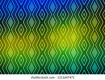 Dark Blue, Yellow vector template with sticks, squares. Colorful illustration with lines, cubes on abstract template. Best design for your ad, poster, banner.