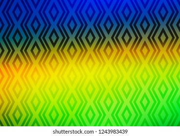 Dark Blue, Yellow vector template with sticks, squares. Colorful lines, squares on abstract background with gradient. Pattern for business booklets, leaflets.