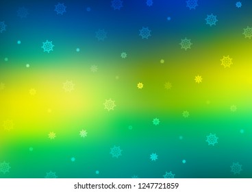 Dark Blue, Yellow vector template with ice snowflakes. Decorative shining illustration with snow on abstract template. The pattern can be used for new year leaflets.
