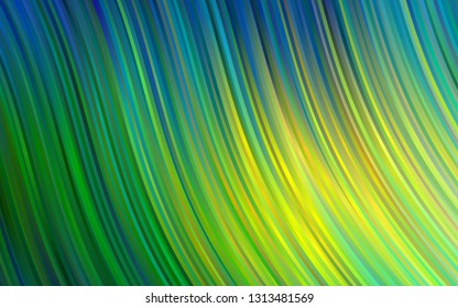 Dark Blue, Yellow vector template with bent ribbons. Glitter abstract illustration with wry lines. Textured wave pattern for backgrounds.