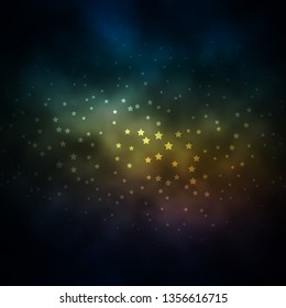 Dark Blue, Yellow vector template with neon stars. Decorative illustration with stars on abstract template. Best design for your ad, poster, banner.