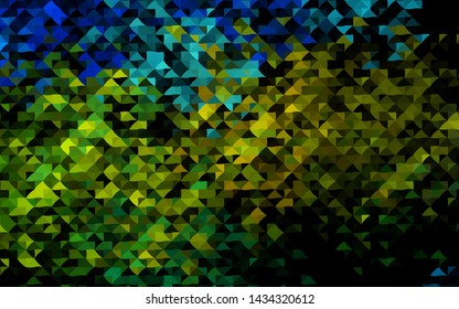 Dark Blue, Yellow vector template with crystals, triangles. Decorative design in abstract style with triangles. Pattern for commercials.