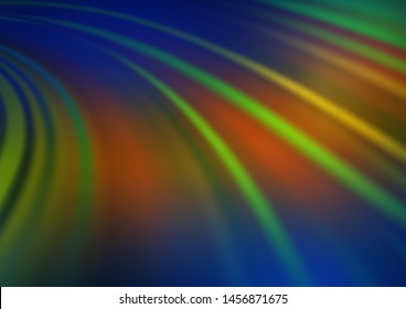 Dark Blue, Yellow vector template with lines, ovals. Glitter abstract illustration with wry lines. The best blurred design for your business.