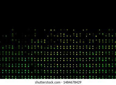 Dark Blue, Yellow vector template with poker symbols. Shining illustration with hearts, spades, clubs, diamonds. Design for ad, poster, banner of gambling websites.