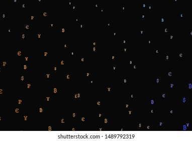 Dark Blue, Yellow vector template with currency. Blurred design in simple style with symbols of currency. Design for business advert of economic, wealth.