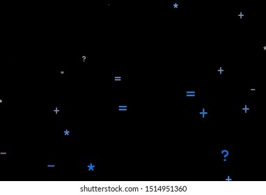 Dark Blue, Yellow vector template with math simbols. Colored mathematic signs with gradient on white background. Pattern for school, grammar websites.
