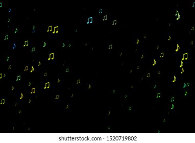 Dark Blue, Yellow vector template with musical symbols. Decorative design in abstract style with music shapes. Template for fasion magazines.