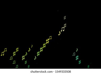Dark Blue, Yellow vector template with musical symbols. Decorative design in abstract style with music shapes. Pattern for festival leaflets.