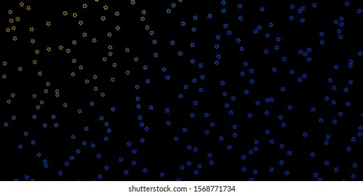 Dark Blue, Yellow vector template with neon stars. Shining colorful illustration with small and big stars. Pattern for new year ad, booklets.