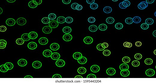 Dark Blue, Yellow vector template with esoteric signs. Abstract illustration with gothic gradient shapes. Design for magic, spiritual events.