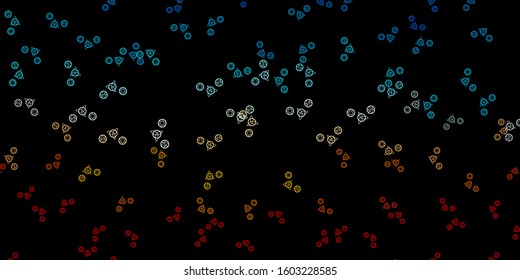 Dark Blue, Yellow vector template with esoteric signs. Colorful mystic symbols with a gradient in ancient style. Simple base for your occult design.