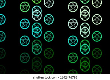 Dark Blue, Yellow vector template with esoteric signs. Retro design in abstract style with witchcraft forms. Design for magic, spiritual events.