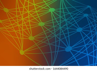 Dark Blue, Yellow vector template with artificial intelligence structure. Colored AI structure with gradient lines and dots. Pattern for science, futuristic designs.