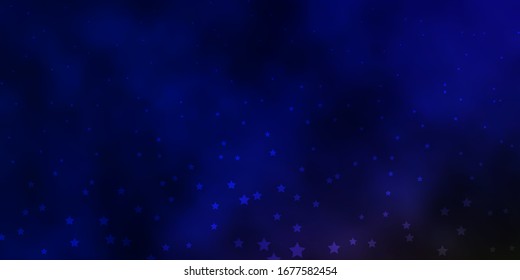 Azul oscuro, plantilla vectorial amarilla con estrellas de neón. Dibujo abstracto geométrico moderno con estrellas. Mejor diseño para tu anuncio, afiche, banner.