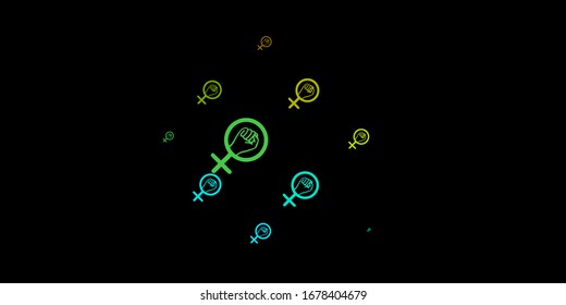 Dark Blue, Yellow vector template with businesswoman signs. Colorful illustration with gradient feminism shapes. Design for International Women’s Day.