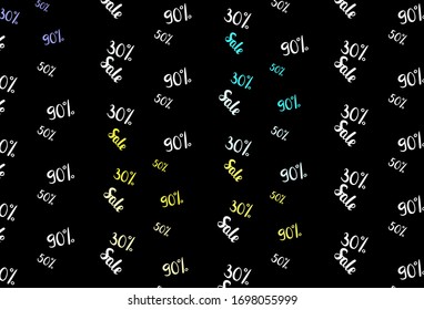 Dark Blue, Yellow vector template with 30, 50, 90% selling. Colored words of sales with gradient on white background. Backdrop for ads, leaflets of Black Friday.