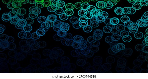 Dark Blue, Yellow vector template with esoteric signs. Colorful vintage illustration with gradient alchemy shapes. Background for esoteric, mystic designs.