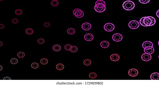 Dark Blue, Yellow vector template with esoteric signs. Colorful vintage illustration with gradient alchemy shapes. Best design halloween events.