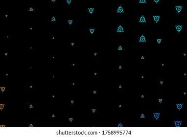 Dark Blue, Yellow vector template with esoteric signs. Colorful vintage illustration with gradient alchemy shapes. Background for esoteric, mystic designs.