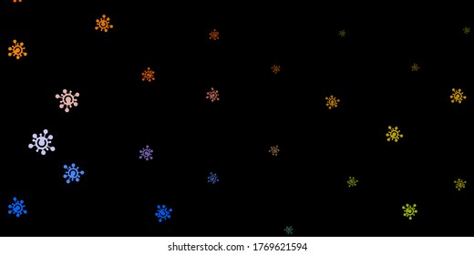 Dark blue, yellow vector template with flu signs. Simple design in abstract style with infection forms. Best design for quarantine events.