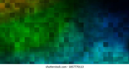 Azul oscuro, plantilla de vector amarillo con rectángulos. Ilustración de gradiente abstracto con rectángulos coloridos. Mejor diseño para tu anuncio, afiche, banner.