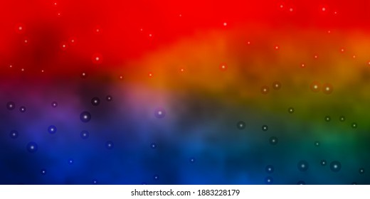 Azul oscuro, plantilla vectorial amarilla con estrellas neón. Diseño decorativo desdibujado en un estilo sencillo con estrellas. Diseño para su promoción comercial.