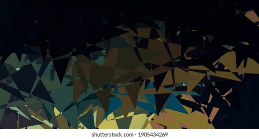 Plantilla vectorial amarilla azul oscuro con formas triangulares. Diseño sencillo de estilo abstracto con triángulos, líneas. Patrón de fondo de pantalla.