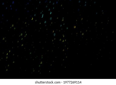 Dark Blue, Yellow vector template with musical symbols. Abstract illustration with colorful symbols of melody. Modern design for wallpapers.