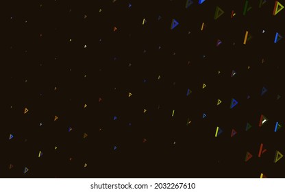 Azul oscuro, plantilla de vector amarillo con cristales, triángulos. Ilustración con un conjunto de triángulos coloridos. Fondo para un teléfono móvil.