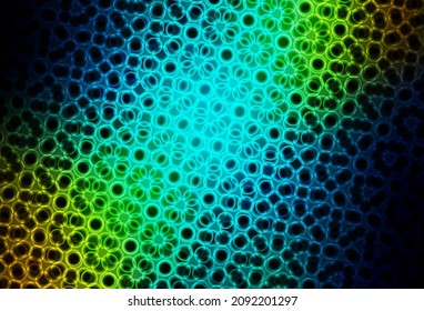 Azul oscuro, plantilla de vector amarillo con círculos. Ilustración abstracta moderna con gotas de agua coloridas. Diseño para su anuncio comercial.