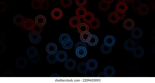 Dark blue, yellow vector template with flu signs. Abstract illustration with biological gradient shapes. Simple drawing against danger fever.