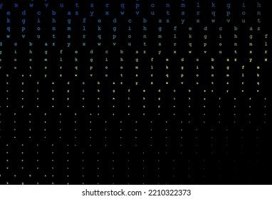 Dark blue, yellow vector template with isolated letters. Blurred design in simple style with signs of alphabet. Template can be used as a background for ads of typography.