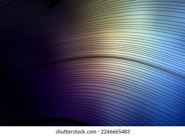Dark Blue, Yellow vector template with curved lines. Glitter abstract illustration with wry lines. Elegant pattern for a brand book.