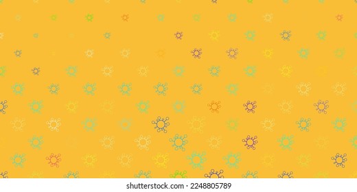 Dark blue, yellow vector template with flu signs. Smart illustration with covid signs in decorative style. Simple drawing against danger fever.