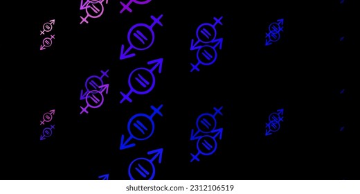 Azul oscuro, plantilla vectorial amarilla con signos de mujer de negocios. Ilustración abstracta con una representación del poder de la mujer. Diseño elegante para tapices.