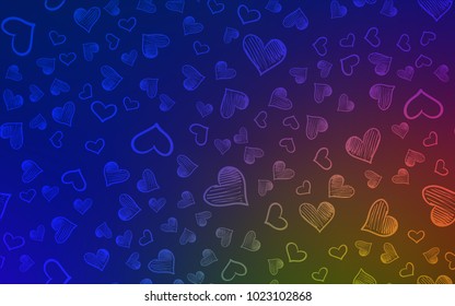 Dark Blue, Yellow vector texture with lovely hearts. Illustration with hearts in love concept for valentine's day. Design for ad, poster, banner of Valentine Day.
